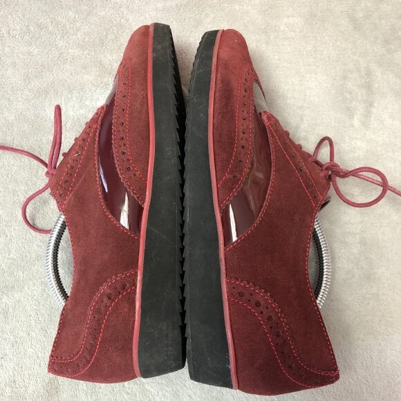 Clarks Somerset Wine Brogue Oxford Derby Suede Lace Up Shoes - Picture 7 of 14